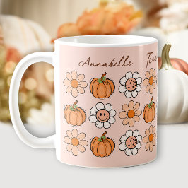Pompoen Herfst Groovy Retro Naam Daisy Coffee Mok