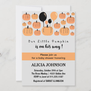 Pompoen Herfst Halloween baby shower Kaart