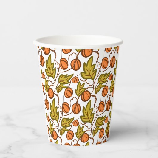 Pompoen Herfst Hand getekend Papieren Bekers (Voorkant)