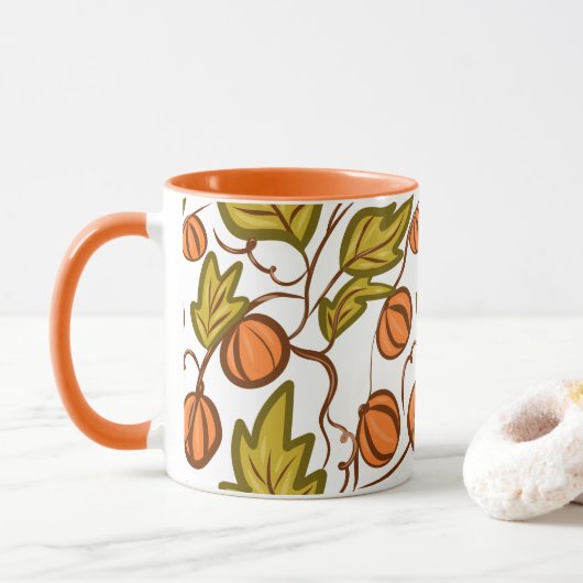 Pompoen Herfst Handgetekend Mok (Met donut)