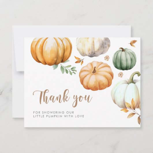 Pompoen herfst Herfst Baby shower Bedankkaart (Voorkant)