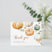 Pompoen herfst Herfst Baby shower Bedankkaart (Staand voorkant)