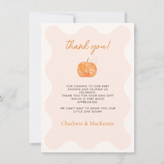 Pompoen herfst Herfst Baby shower dank u kaart (Voorkant)