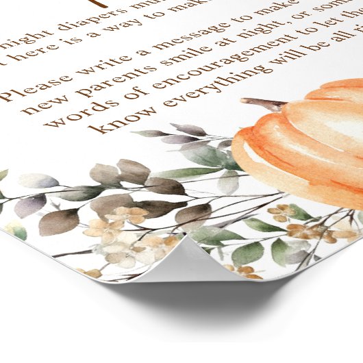 Pompoen herfst Herfst Baby shower Late Night Luier Poster (Hoek)
