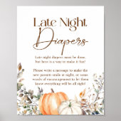 Pompoen herfst Herfst Baby shower Late Night Luier Poster (Voorkant)