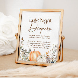 Pompoen herfst Herfst Baby shower Late Night Luier Poster