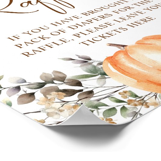 Pompoen herfst Herfst Baby shower Luier Raffle Poster (Hoek)