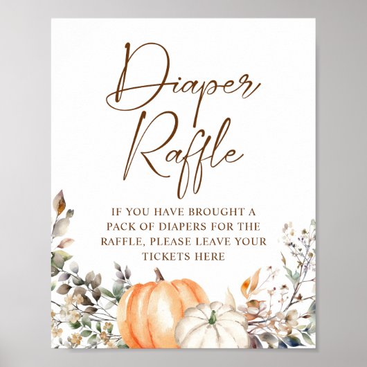 Pompoen herfst Herfst Baby shower Luier Raffle Poster (Voorkant)