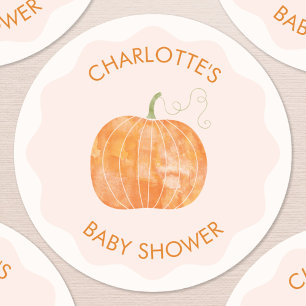 Pompoen herfst Herfst Baby shower Ronde Sticker