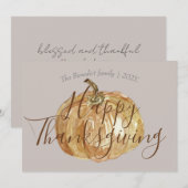 Pompoen herfst herfst bladeren gelukkig Thanksgivi Feestdagenkaart (Voorkant / Achterkant)