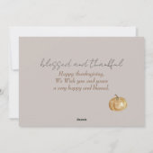 Pompoen herfst herfst bladeren gelukkig Thanksgivi Feestdagenkaart (Achterkant)