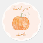 Pompoen herfst Herfst dank u gepersonaliseerd Ronde Sticker (Voorkant)