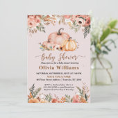 Pompoen Herfst Herfst Floral Baby shower in Invita Kaart (Staand voorkant)