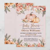 Pompoen Herfst Herfst Floral Baby shower in Invita Kaart (Voorkant / Achterkant)