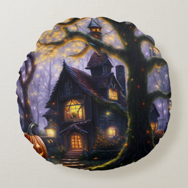 pompoen/herfst/herfst/Halloween Rond Kussen (Voorkant)