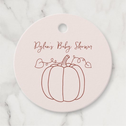 Pompoen Herfst Herfst Hand getrokken Doodle Baby s Bedankjes Labels (Voorkant)