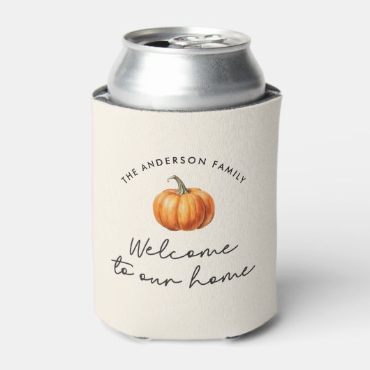 Pompoen herfst herfstwelkom in ons interieur blikjeskoeler (Blikje Voorkant)