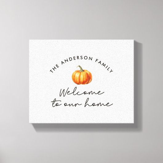 Pompoen herfst herfstwelkom in ons interieur canvas afdruk (Voorkant)