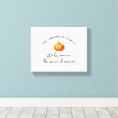 Pompoen herfst herfstwelkom in ons interieur canvas afdruk (Insitu (Houten vloer))