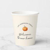Pompoen herfst herfstwelkom in ons interieur papieren bekers (Achterkant)