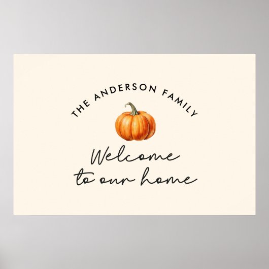 Pompoen herfst herfstwelkom in ons interieur poster (Voorkant)