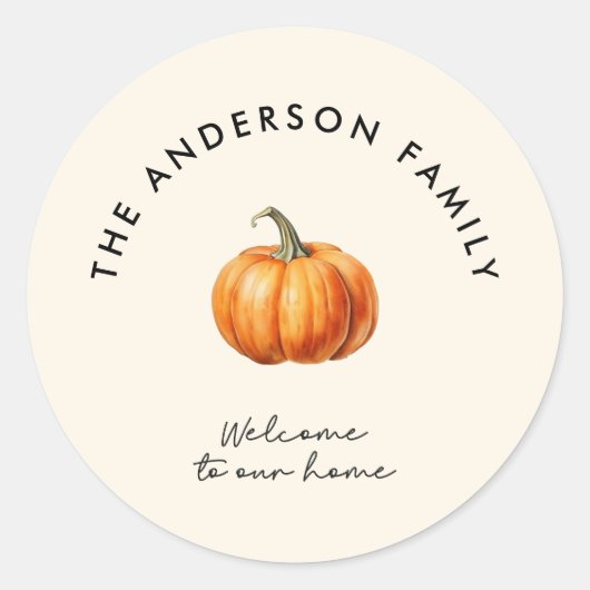 Pompoen herfst herfstwelkom in ons interieur ronde sticker (Voorkant)