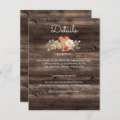 Pompoen Herfst hout rustieke bruiloft Details Informatiekaartje (Voorkant / Achterkant)