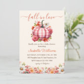 Pompoen Herfst In Liefde Bloemen Baby shower Kaart (Staand voorkant)