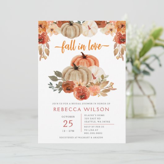 Pompoen Herfst in liefde Herfst Vrijgezellenfeest Kaart (Staand voorkant)