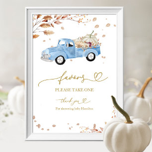 Pompoen Herfst Jongen Baby Borrelcadeaus Bord Poster