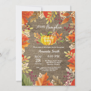Pompoen Herfst Jute Baby Shower Uitnodiging