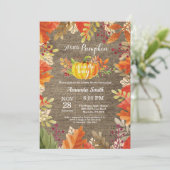Pompoen Herfst Jute Baby Shower Uitnodiging (Staand voorkant)