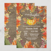 Pompoen Herfst Jute Baby Shower Uitnodiging (Voorkant / Achterkant)