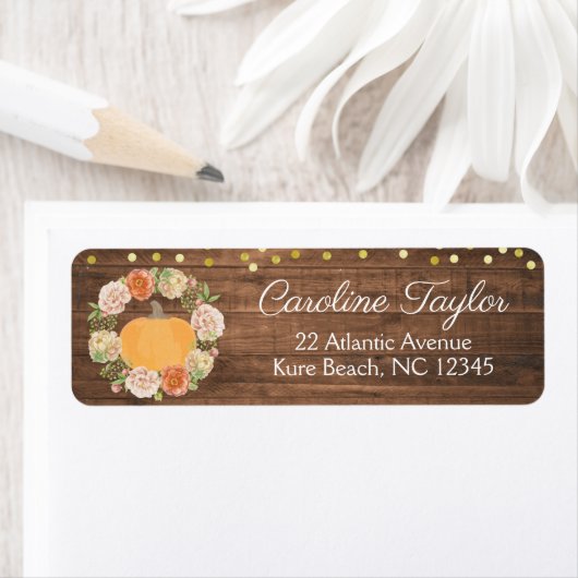 Pompoen Herfst Krans Herfst Bruiloft Feest Etiket (Insitu)