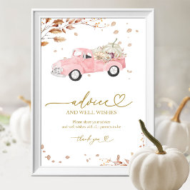 Pompoen Herfst Meisje Baby shower Advies & Wishes  Poster