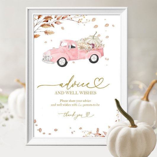 Pompoen Herfst Meisje Baby shower Advies & Wishes  Poster