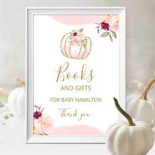 Pompoen Herfst Meisje Baby Shower Boeken En Cadeau Poster