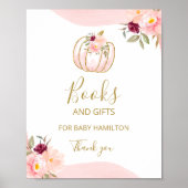 Pompoen Herfst Meisje Baby shower Boeken en Gesche Poster (Voorkant)