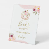Pompoen Herfst Meisje Baby shower Boeken en Gesche Reclamebord Met Voetstuk (Voorkant)