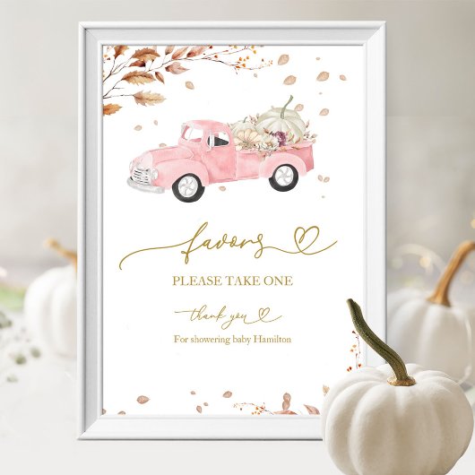 Pompoen Herfst Meisje Baby shower Favors Sign Poster