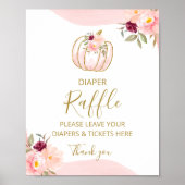 Pompoen Herfst Meisje Baby shower Luier Raffle Sig Poster (Voorkant)