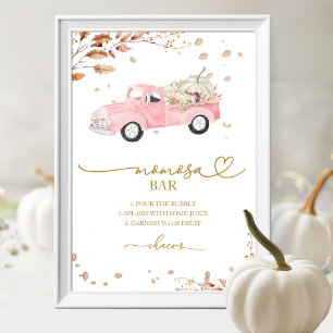Pompoen Herfst Meisje Baby shower MOMosa Bar Sign Poster