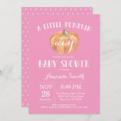 Pompoen Herfst Meisje Baby shower Uitnodiging Roze (Voorkant / Achterkant)
