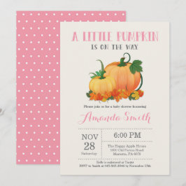 Pompoen Herfst Meisje Baby Shower Uitnodigingskaar Kaart