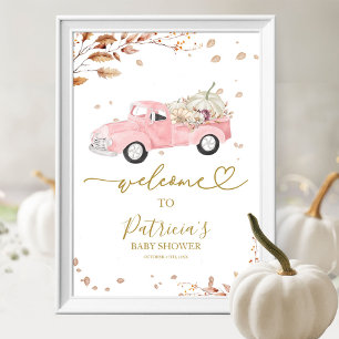 Pompoen Herfst Meisje Baby shower Welkom Teken Poster