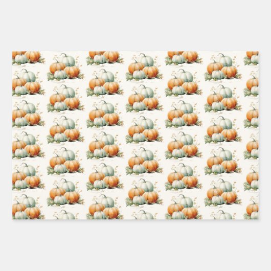 Pompoen Herfst Neutraal Baby shower Inpakpapier Vel (Voorkant)