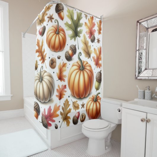 Pompoen Herfst Ontwerp Douchegordijn (In situ)