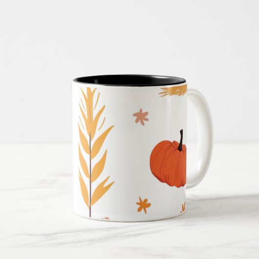Pompoen Herfst Oogst Koffie Mok (Voorkant rechts)