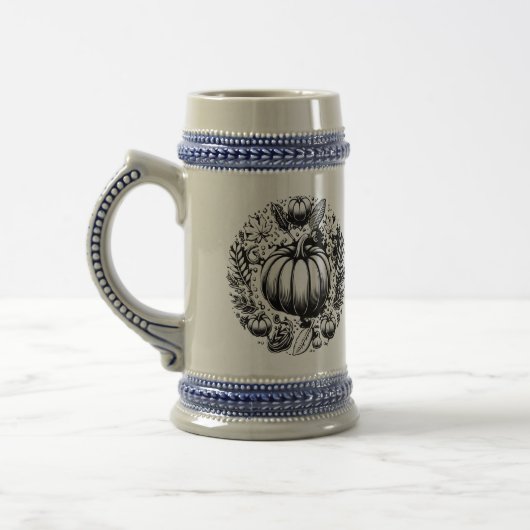 Pompoen Herfst Oogst Stein Bierpul (Links)