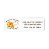 Pompoen Herfst Oranje Baby shower Aankondiging Etiket (Voorkant)